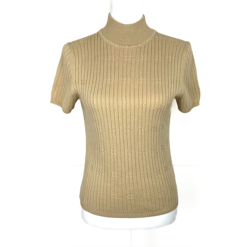 Vintage Jones Wear Petite Women PL Short Sleeve Sweater Mock Neck Old Money